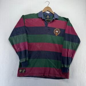 Vintage Oxford University Rugby Shirt Men's XL Green Blue Crest Embroidered 90s